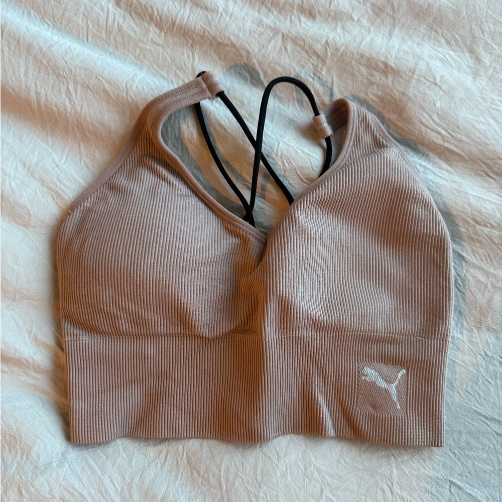 Puma Women's Ribbed Tan Sports Bra